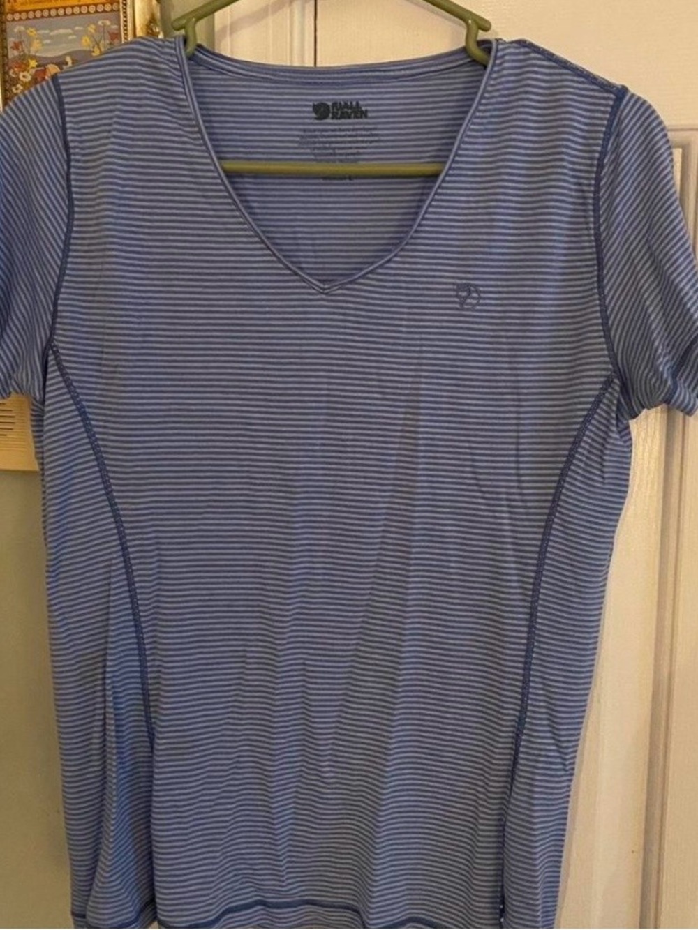 Fjallraven Women’s Blue Striped Casual Abisko Cool Top T-Shirt Size L